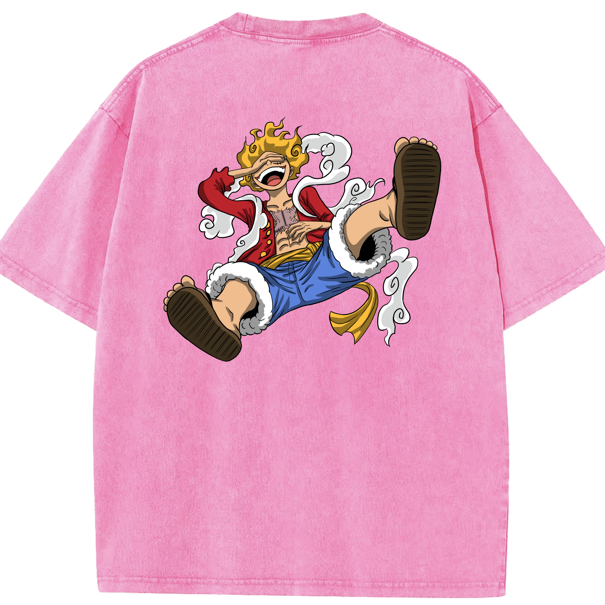 ワンピース モンキー・D・ルフィ ONE PIECE Monkey D. Luffy 綿100% ヴィンテージ風 半袖Tシャツ（背面プリント）